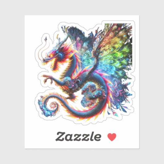 Sticker Dragon de feu coloré (Feuille)