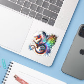 Sticker Dragon de feu coloré (Ordinateur portable avec iPhone)