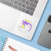 Sticker Dragon de fierté non binaire (Ordinateur portable avec iPhone)