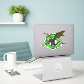 Sticker Dragon de respiration à feu chromatique vert (Ordinateur portable sur le bureau)
