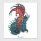 Sticker Dragon de style Art nouveau en couleur (Feuille)