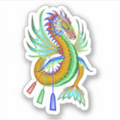 Sticker Dragon d'eau dorée et verte (Devant)