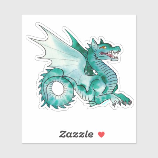 Sticker Dragon d'eau Turquoise médiéval (Feuille)
