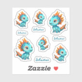 Sticker Dragon extraterrestre mignon, turquoise - (Feuille)