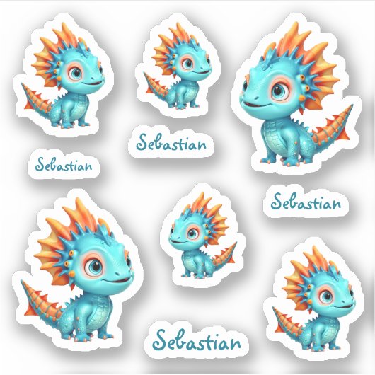 Sticker Dragon extraterrestre mignon, turquoise - (Devant)