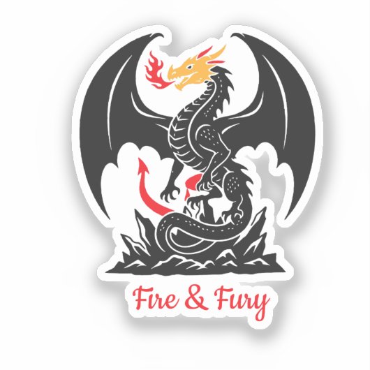 Sticker Dragon Fantastique Respirant du Feu Graphique Pers (Recto)