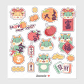 Sticker Dragon Festif 2024 Nouvel An Lunaire Chinois (Feuille)