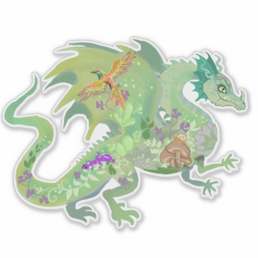 Sticker Dragon forestier enchanté (Devant)