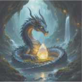 Sticker Dragon gardant son diamant dans une grotte sombre (Devant)