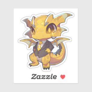 Sticker Dragon Jaune en costume