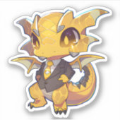 Sticker Dragon Jaune en costume (Devant)