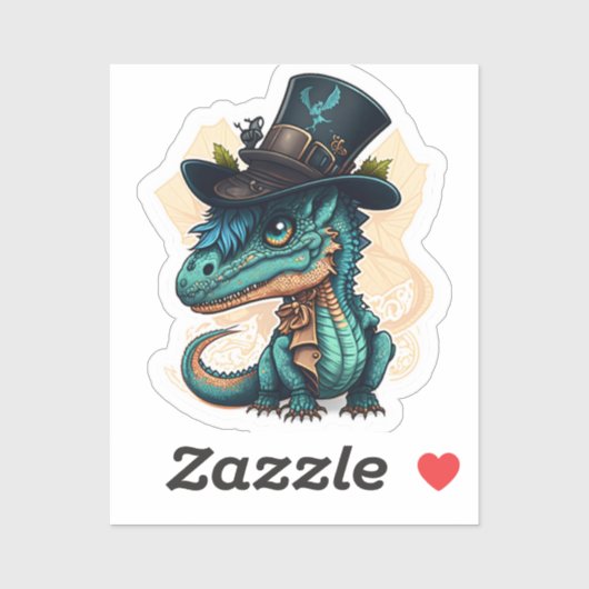 Sticker Dragon mignon au chapeau (Feuille)