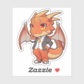 Sticker Dragon orange en costume (Feuille)