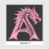 Sticker Dragon Styled Letter A, Dragon Alphabet, Monogram (Feuille)