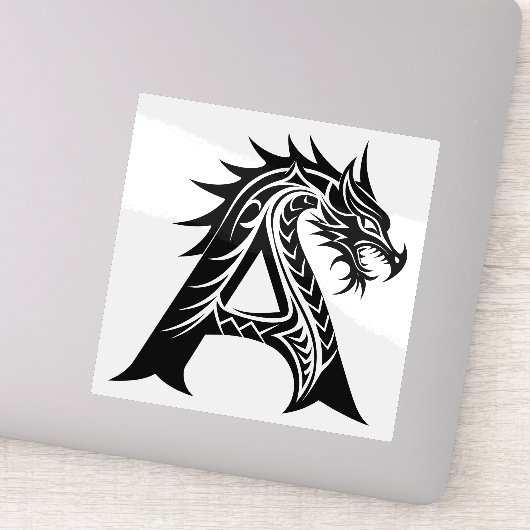 Sticker Dragon Styled Letter A, Dragon Alphabet, Monogram (Détail)