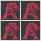 Sticker Dragon Styled Letter A, Dragon Alphabet, Monogram (Devant)