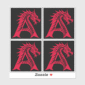 Sticker Dragon Styled Letter A, Dragon Alphabet, Monogram (Feuille)