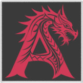 Sticker Dragon Styled Letter A, Dragon Alphabet, Monogram (Devant)