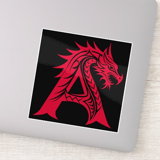 Sticker Dragon Styled Letter A, Dragon Alphabet, Monogram (Détail)