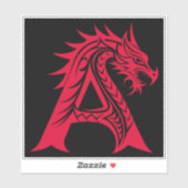Sticker Dragon Styled Letter A, Dragon Alphabet, Monogram (Feuille)