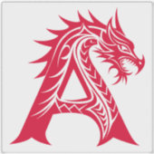 Sticker Dragon Styled Letter A, Dragon Alphabet, Monogram (Devant)