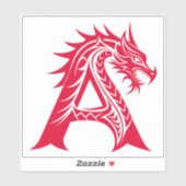 Sticker Dragon Styled Letter A, Dragon Alphabet, Monogram (Feuille)