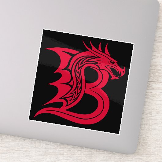 Sticker Dragon Styled Letter B, Dragon Alphabet, Monogram (Détail)