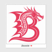 Sticker Dragon Styled Letter B, Dragon Alphabet, Monogram (Feuille)