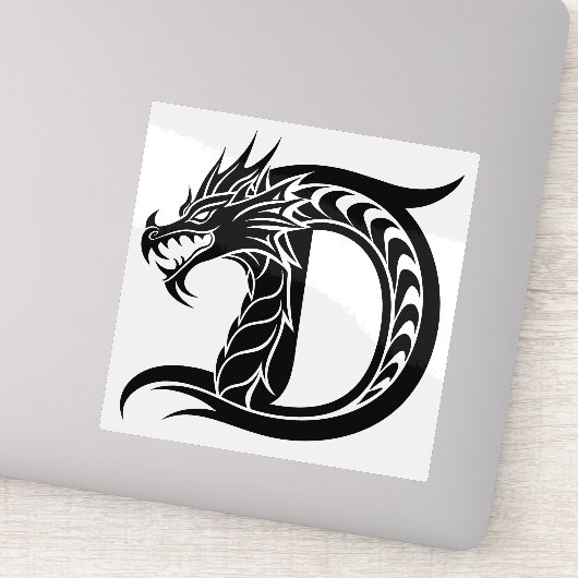 Sticker Dragon Styled Letter D, Dragon Alphabet, Monogram (Détail)