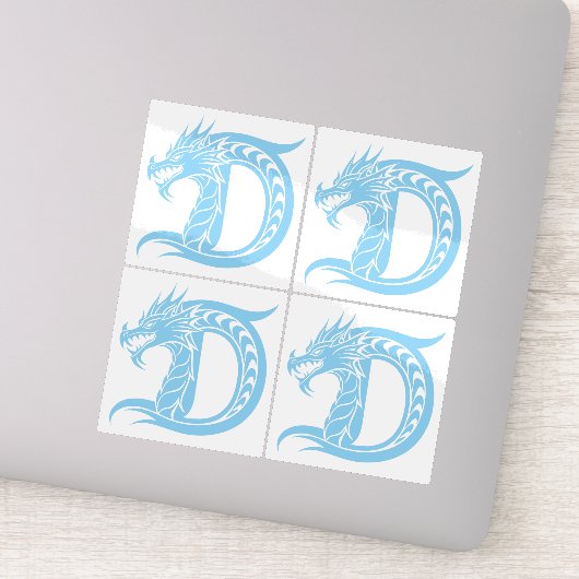 Sticker Dragon Styled Letter D, Dragon Alphabet, Monogram (Détail)