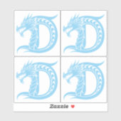 Sticker Dragon Styled Letter D, Dragon Alphabet, Monogram (Feuille)