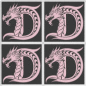 Sticker Dragon Styled Letter D, Dragon Alphabet, Monogram (Devant)