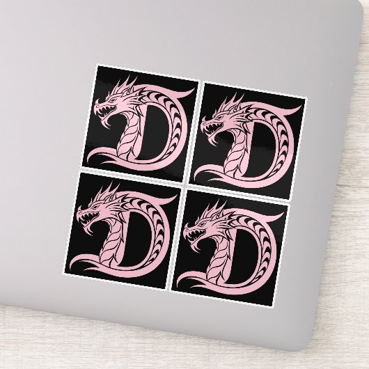 Sticker Dragon Styled Letter D, Dragon Alphabet, Monogram (Détail)