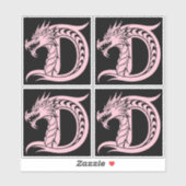 Sticker Dragon Styled Letter D, Dragon Alphabet, Monogram (Feuille)