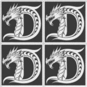 Sticker Dragon Styled Letter D, Dragon Alphabet, Monogram (Devant)