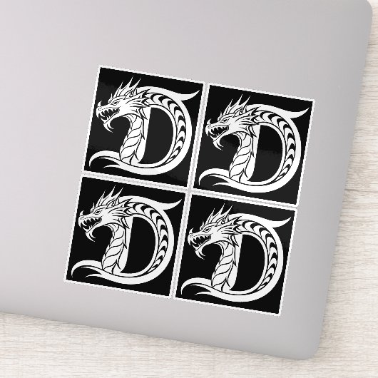 Sticker Dragon Styled Letter D, Dragon Alphabet, Monogram (Détail)