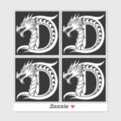 Sticker Dragon Styled Letter D, Dragon Alphabet, Monogram (Feuille)