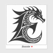 Sticker Dragon Styled Letter E, Dragon Alphabet, Monogram (Feuille)