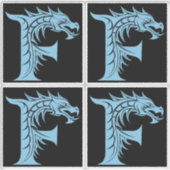 Sticker Dragon Styled Letter F, Dragon Alphabet, Monogram (Devant)