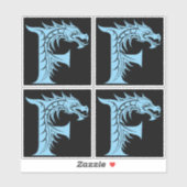 Sticker Dragon Styled Letter F, Dragon Alphabet, Monogram (Feuille)
