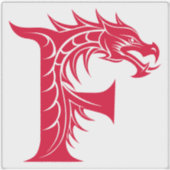 Sticker Dragon Styled Letter F, Dragon Alphabet, Monogram (Devant)