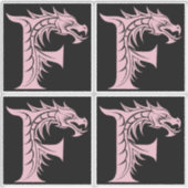 Sticker Dragon Styled Letter F, Dragon Alphabet, Monogram (Devant)