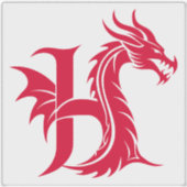 Sticker Dragon Styled Letter H, Dragon Alphabet, Monogram (Devant)