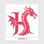 Sticker Dragon Styled Letter H, Dragon Alphabet, Monogram (Feuille)