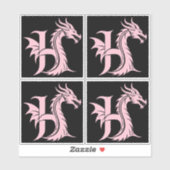 Sticker Dragon Styled Letter H, Dragon Alphabet, Monogram (Feuille)