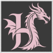 Sticker Dragon Styled Letter H, Dragon Alphabet, Monogram (Devant)