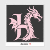 Sticker Dragon Styled Letter H, Dragon Alphabet, Monogram (Feuille)