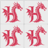 Sticker Dragon Styled Letter H, Dragon Alphabet, Monogram (Devant)