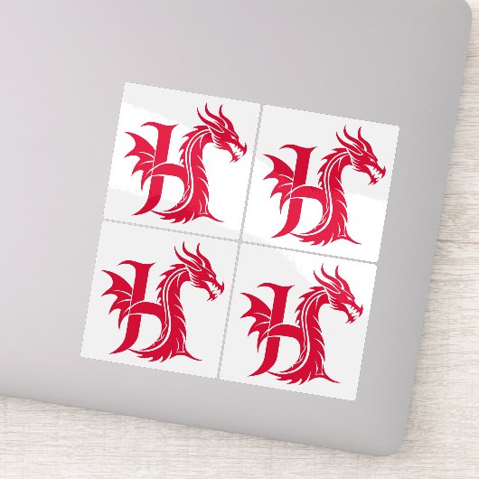 Sticker Dragon Styled Letter H, Dragon Alphabet, Monogram (Détail)