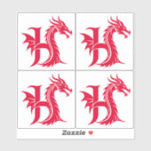 Sticker Dragon Styled Letter H, Dragon Alphabet, Monogram (Feuille)